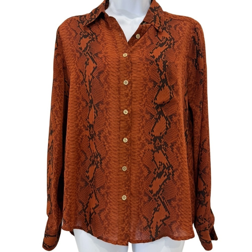 Vince Camuto Women's Snake Print Button-Up Blouse XS
